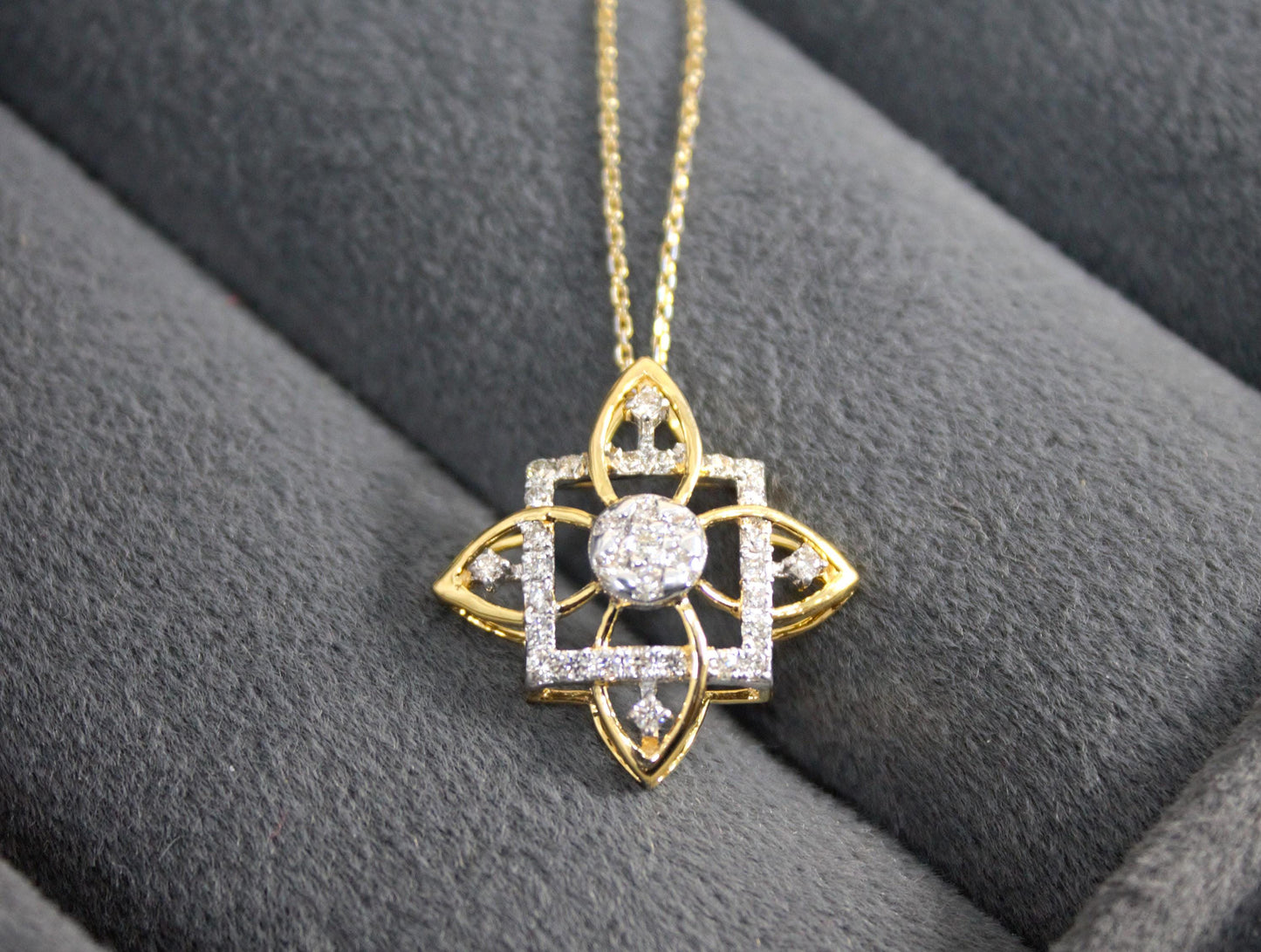 IGI Certified Diamond Necklace Earrings Set, Minimalist Jewelry for Wedding, 18K Gold Chain Pendant with Earrings Perfect Anniversary Gift