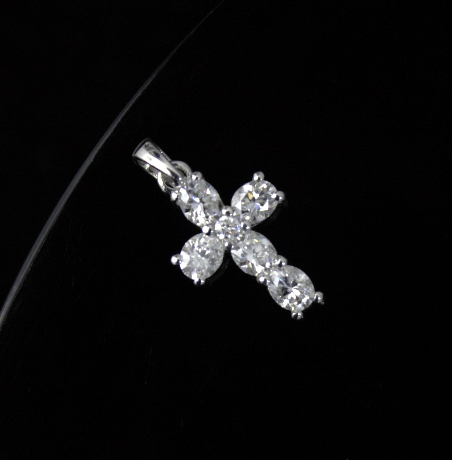 925 Sterling Silver Moissanite Cross Pendant, Oval Cut Stone Pendant, Cross Pendant for Men and Women, Moissanite Silver Jewelry For Gift