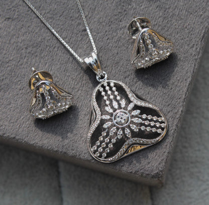 Natural Diamond Gold Earrings With Necklace, 18K Real Gold VS - SI Diamond Jewelry Set, Dainty Diamond Jewelry Perfect For Anniversary Gift