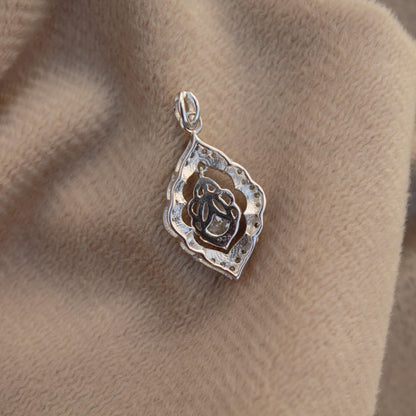 Minimalist Silver Charm Pendant, Moissanite Solitaire Halo Pendant, 925 Sterling Silver Pendant, Dainty Moissanite Pendant Gift for Women