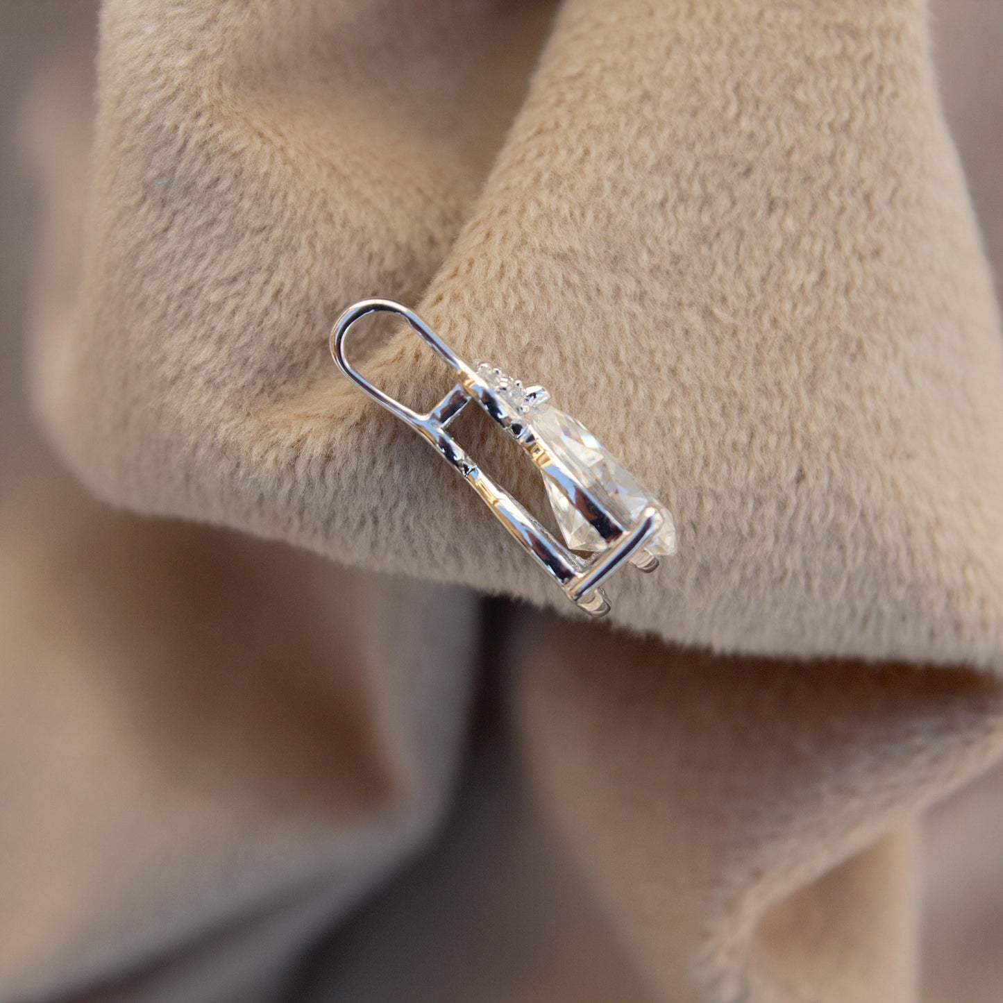 Minimalist 925 Sterling Silver Pendant, Colorless Moissanite Pendant, Dainty White Stone Pendant, Prong Setting Pendant, Pear Cut Pendant