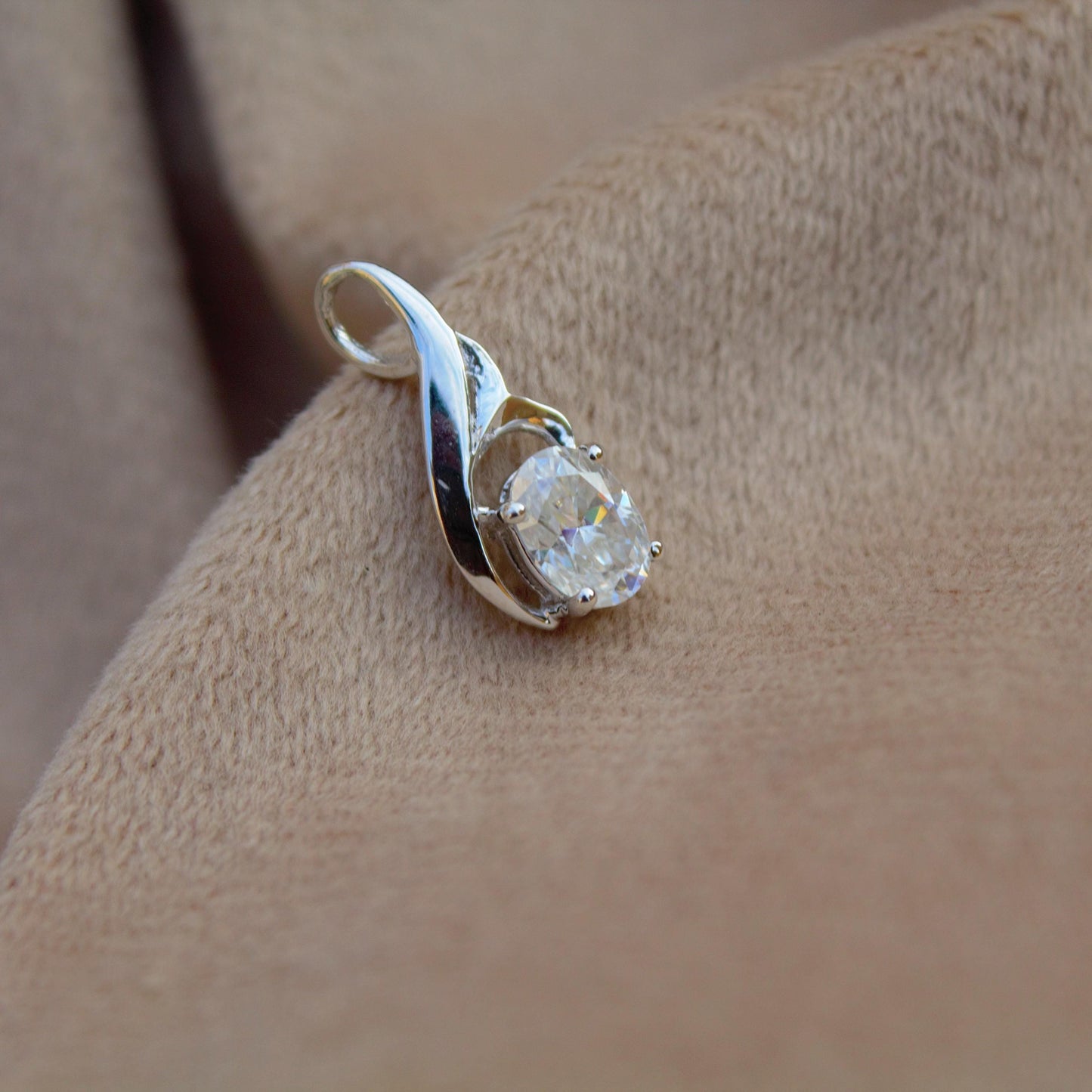 925 Sterling Silver Moissanite Oval Cut Pendant, Minimalist Charm Pendant, White Moissanite Jewelry, Silver Pendant for Chain, Gift for Her