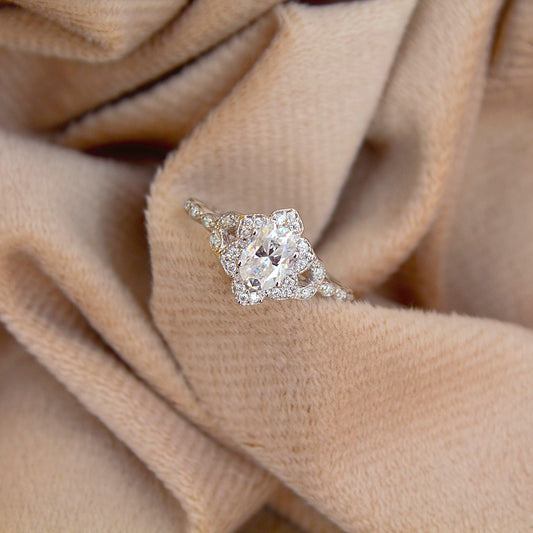 Art Deco Moissanite Ring – Vintage Style 925 Sterling Silver Jewelry, Dainty Designer Jewelry, Engagement Ring, Gift for Her