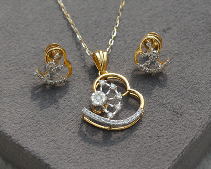 VS - SI Diamond Necklace Earrings Set, 18K Gold Jewelry for Her, IGI Certified Diamond Jewelry Set, Wedding Bridesmaid Gift For Her