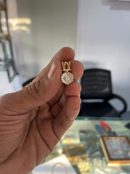 Portuguese Cut Simulated Diamond Pendant, Solitaire Pendant, Minimalist Pendant, Round Shape Pendant, Dainty Gold Pendant for Bridesmaids