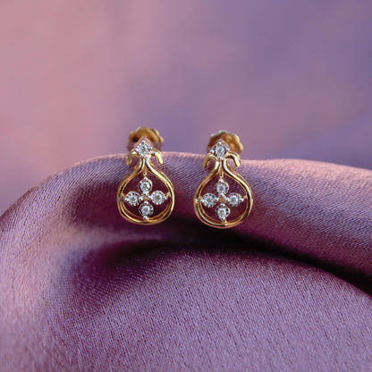 0.05 Carat Natural Diamond Stud Earrings, IGI Certified Diamond Jewelry, Screw Back Gold Stud Earrings, 18K Solid Gold Earrings for Her