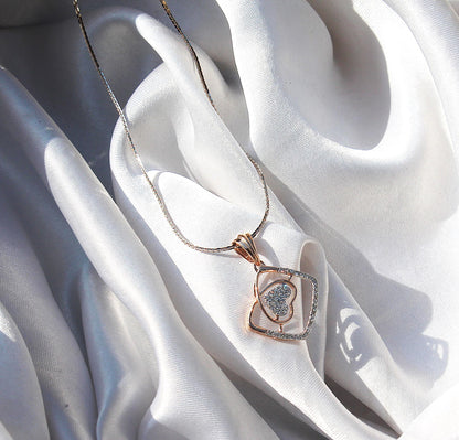 Certified Real Diamond Necklace Earrings Set, Gold Jewelry For Engagement, 18K Gold Necklace with Earrings, Perfect Anniversary Gift For Her