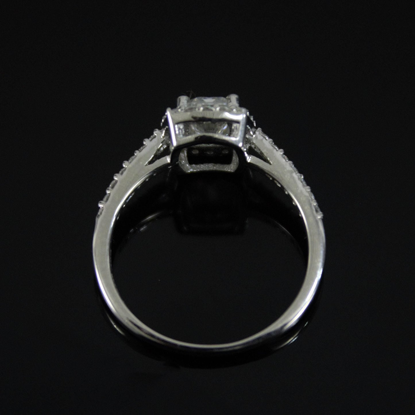 Emerald Cut and Round Cut Stone Wedding Ring, Silver Moissanite Ring, 925Sterling Silver Ring for Women, Statement Bridal Moissanite Jewelry