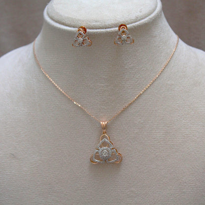 Rose Gold Diamond Jewelry Set, 18k Gold IGI Certified Diamond Pendant Earrings Set, Chain Pendant Necklace with Stud Earrings, Diamond Gift