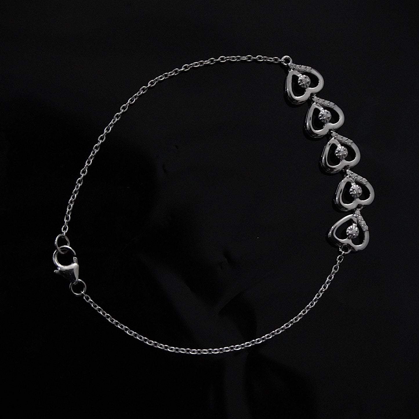 Heart Shape Moissanite Bracelet, 925 Sterling Silver Bracelet for Her, Link Chain Silver Heart Bracelet, Perfect Gift for Valentines Day