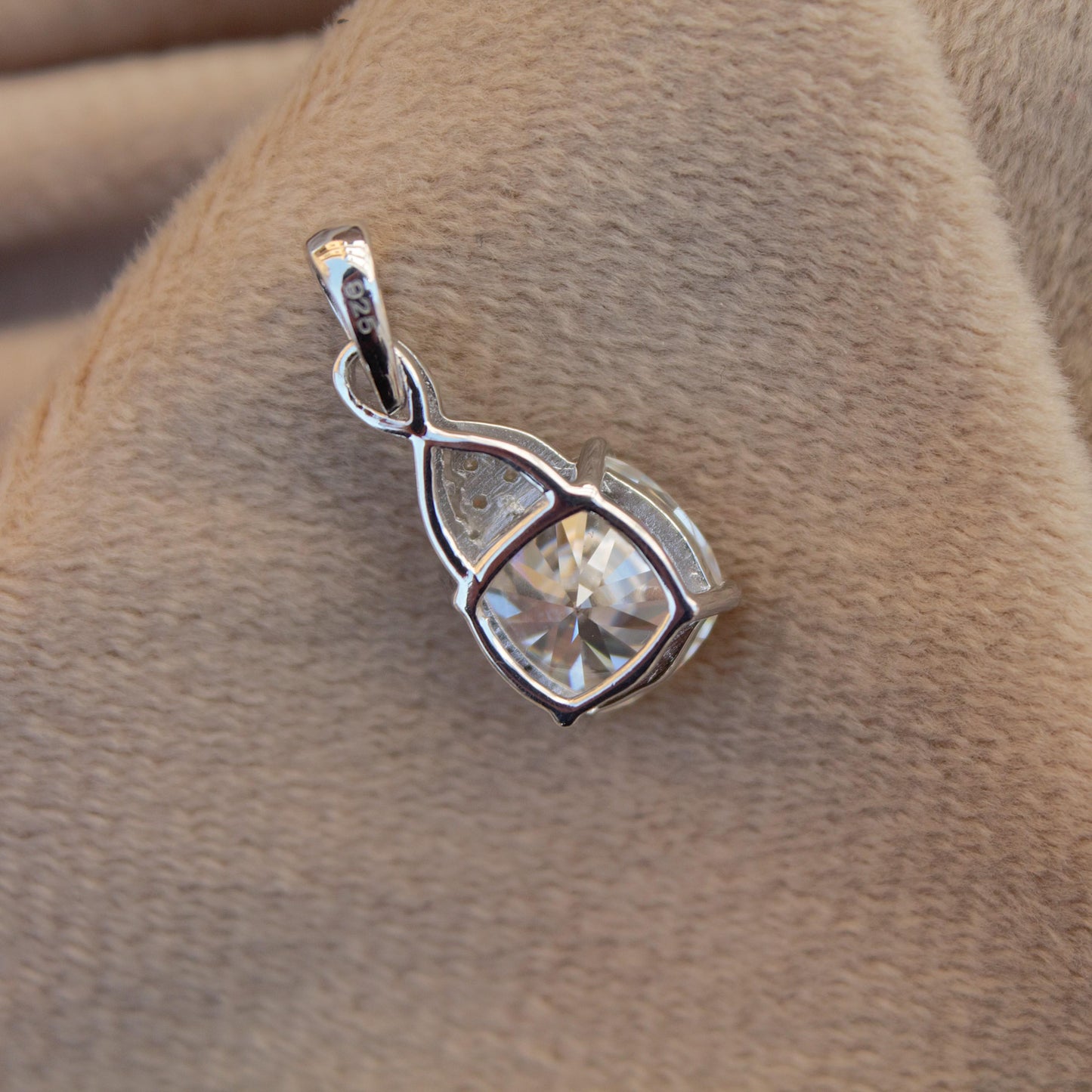 Cushion Cut Moissanite Charm Pendant, Victorian Style Pendant, Classic Solitaire Pendant For Women, 925 Sterling Silver Minimalist Pendant