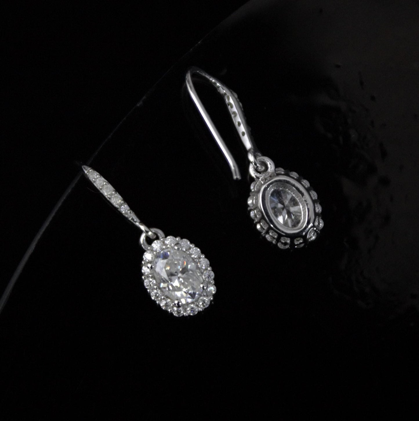 White Moissanite Dangle Earrings in 925 Sterling Silver, Oval Cut Stone Earrings for Her, Statement Jewelry, Perfect for Valentines Day Gift