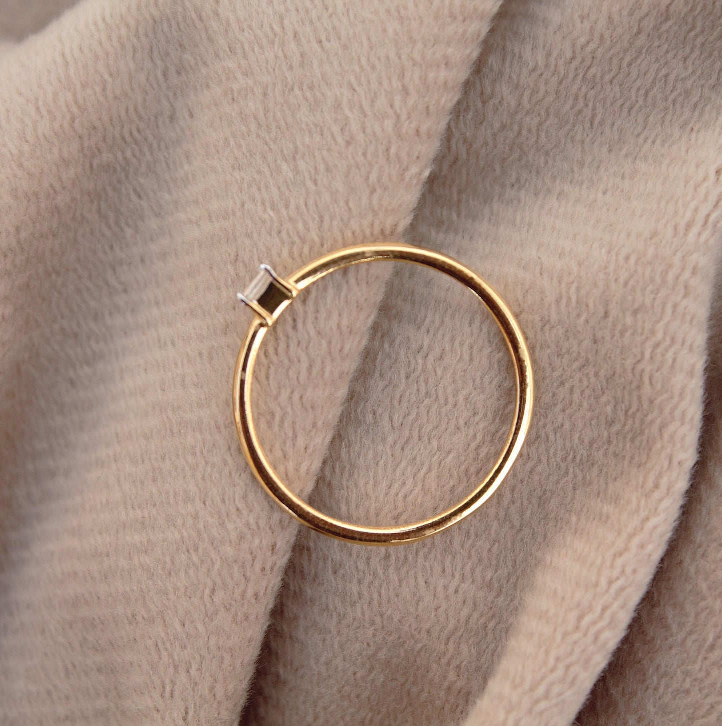 US 6 Ring, 1 Gram Single Stone Ring, Baguette Cut Moissanite Ring For Her, 18K Solid Gold Jewelry, Thin Gold Ring, Propose Ring for Her