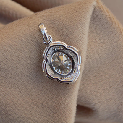 Vintage Style Moissanite Charm Pendant, 925 Sterling Silver Dainty Pendant, Oval Cut Moissanite Pendant for Women, Designer Jewelry Gift