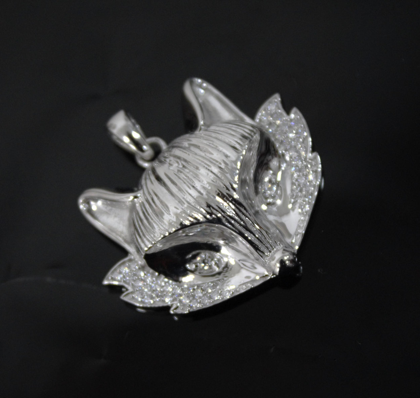 Sterling Silver Fox Charm Pendant, Statement Moissanite 925 Silver Pendant, Animal Face Pendant for Men and Women, Animal Lover Jewelry