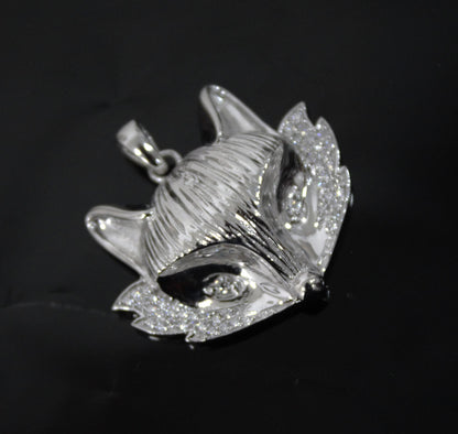 Sterling Silver Fox Charm Pendant, Statement Moissanite 925 Silver Pendant, Animal Face Pendant for Men and Women, Animal Lover Jewelry