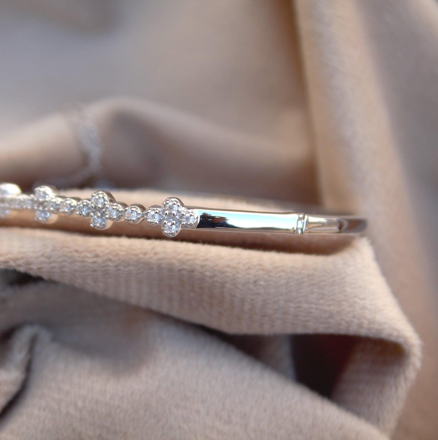 Dainty Silver Cuff Bracelet For Girlfriend, Unique Beautiful Silver Cuff Bangle Bracelet For Gift, 925 Sterling Silver Moissanite Bracelet