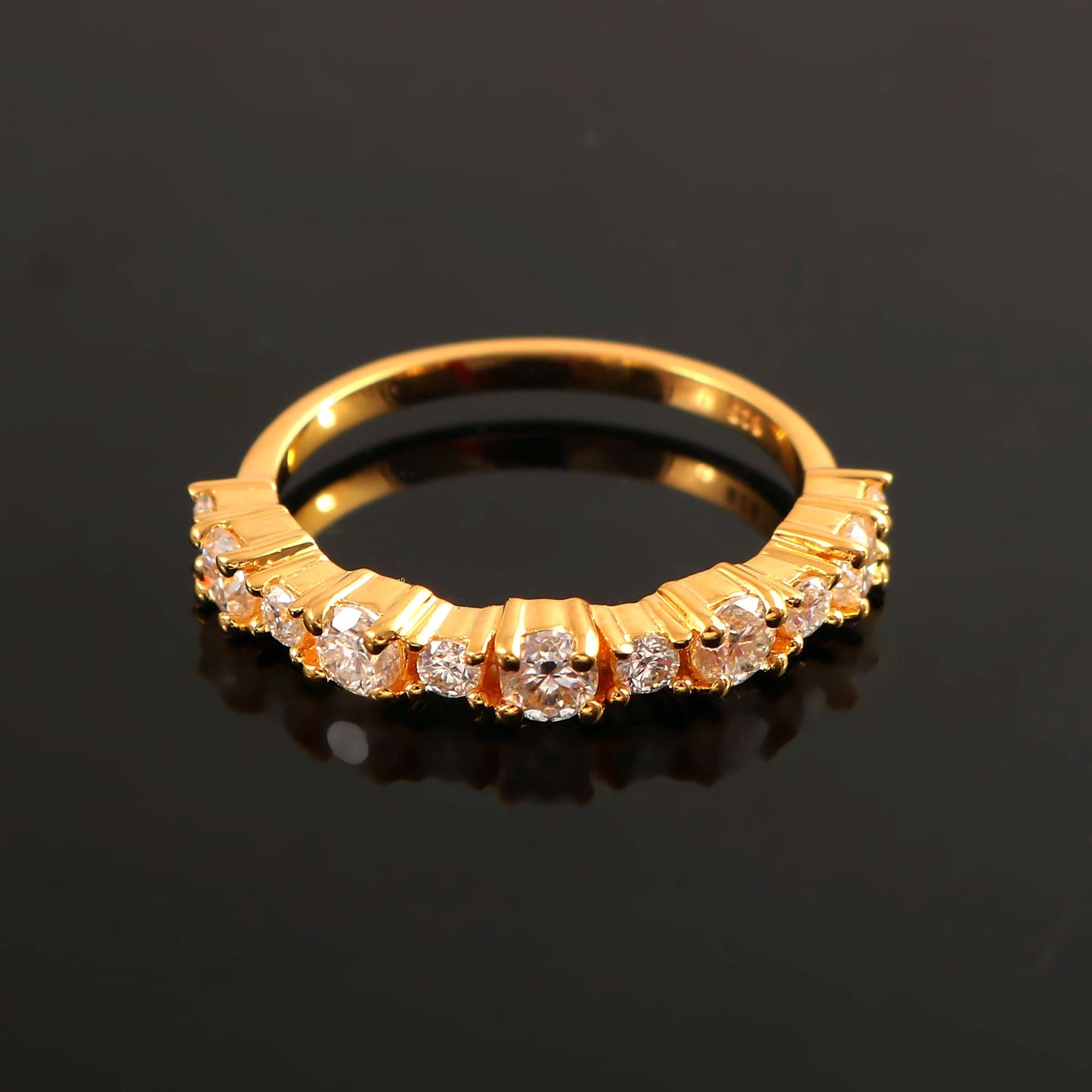 Half Eternity Wedding Band, Lab Grown Diamond Band, Gold Ring, Eternity Pave Diamond Band, Stacking Moissanite Band, Bridal Engagement Ring