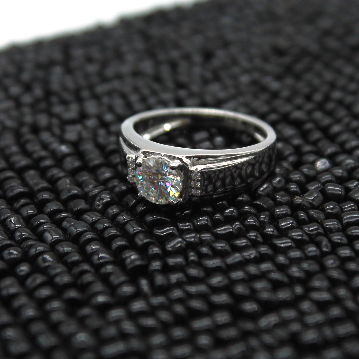 Men's Moissanite Silver Ring, 925 Sterling Silver Ring, VVS Moissanite Engagement Ring, Round Cut Ring, Perfect Anniversary Gift For Him