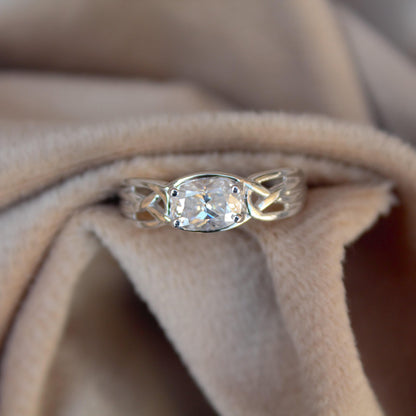 Art Deco Wedding/Engagement Ring, Oval Moissanite Silver Ring, Vintage 925 Sterling Silver Ring, Handmade Propose Ring for Men and Women