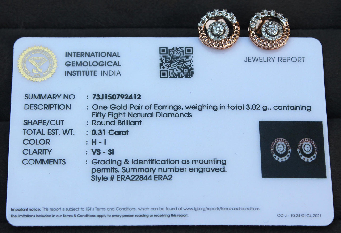 Natural Diamond Necklace Earrings Set, 18K Gold Jewelry Set, Designer Gold Jewelry, Diamond Pendant with Chain, Rose Gold Stud Earring Set