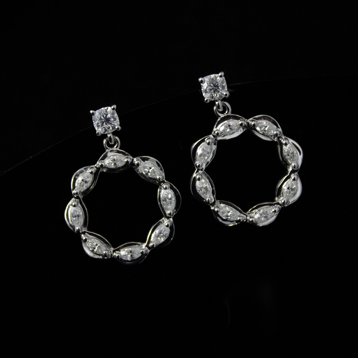 White Moissanite Stud Hoop Earrings, 925 Sterling Silver Hoop Earrings for Women, Statement Moissanite Jewelry, Anniversary Gift for Wife