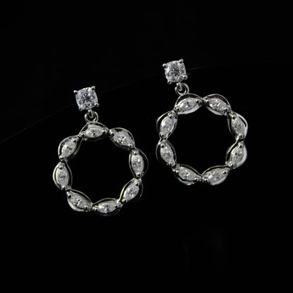 White Moissanite Stud Hoop Earrings, 925 Sterling Silver Hoop Earrings for Women, Statement Moissanite Jewelry, Anniversary Gift for Wife