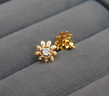 18K Solid Yellow Gold Real Diamond Jewelry Set, IGI Certified Diamond Necklace and Earrings, Floral Design Jewelry for Women, Ready to Ship