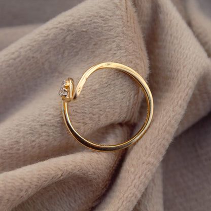 H - I Color SI Clarity Natural Diamond Ring, 5 US Gold Diamond Ring, 18K Solid Gold Jewelry, 1.28Gram Diamond Gold Ring for Anniversary Gift