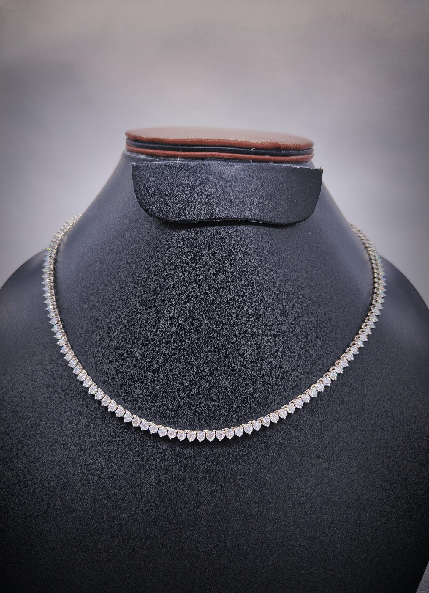 Moissanite Three Prong Tennis Necklace, 925 Sterling Silver Necklace, 3mm Moissanite Silver Chain, Infinity Necklace For Her