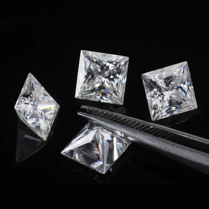 Princess Cut Moissanite with GRA Certificate, Loose Square Moissanite Jewelry Making Supplies, Eye Clean Quality D Color VVS1 Grade Stone
