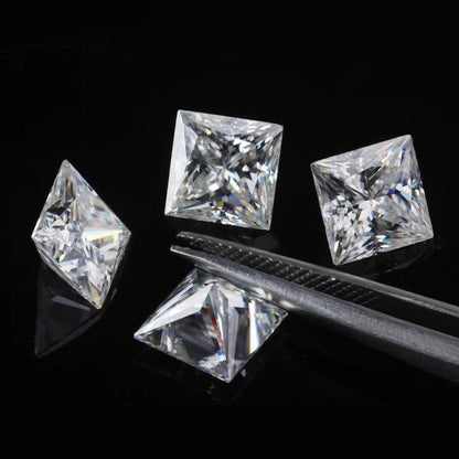 Princess Cut Moissanite with GRA Certificate, Loose Square Moissanite Jewelry Making Supplies, Eye Clean Quality D Color VVS1 Grade Stone