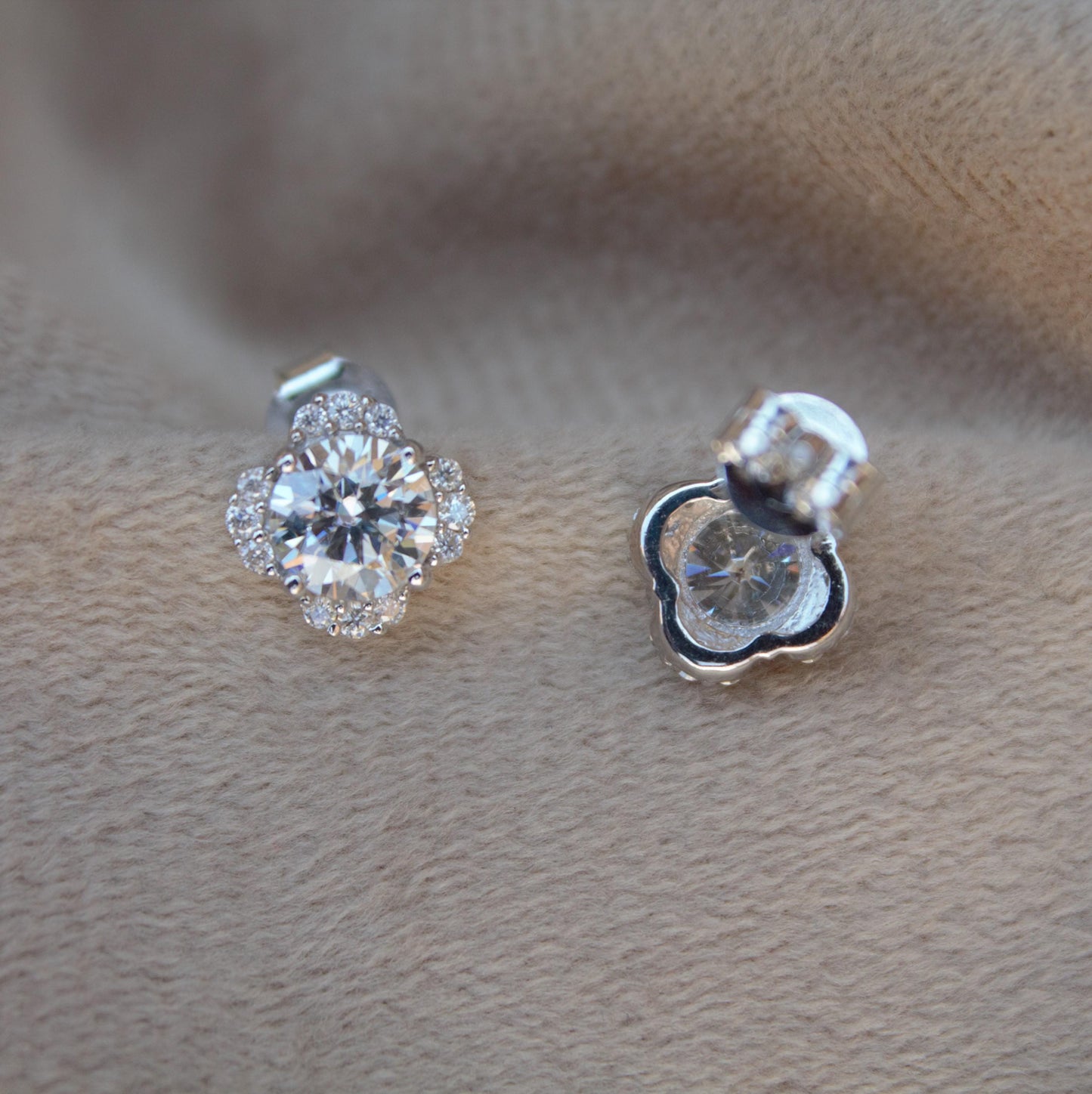 Round Cut Moissanite Stud Earrings, Minimalist Silver Stud Earrings, Dainty Silver Earrings, 925 Sterling Silver Studs, Anniversary Gift