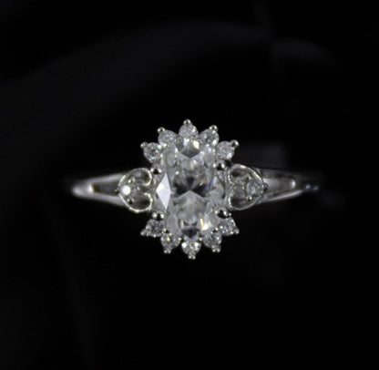 Cluster Moissanite Ring in 925 Sterling Silver, Statement Ring for Women, Solitaire Moissanite Silver Ring, Perfect Gift For Girlfriend