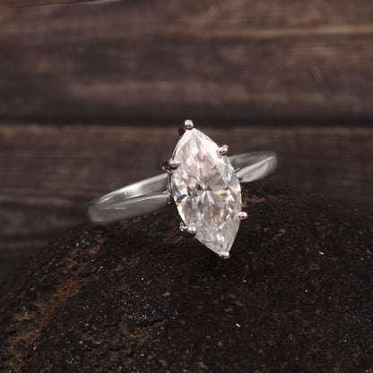 6 X 12 MM Marquise Gold Ring\ Designer Ethical Jewelry\ 10KT 14KT 18KT Gold Moissanite Ring\ Brilliant Cut Marquise Ring\ Gold Ring For Her