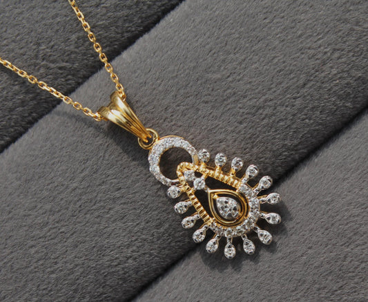 Real 18K Gold Necklace with Certified Diamond, Dainty Gold Pendant, Minimalist Jewelry for Women,  Elegant Everyday Wear Gift for Birthday