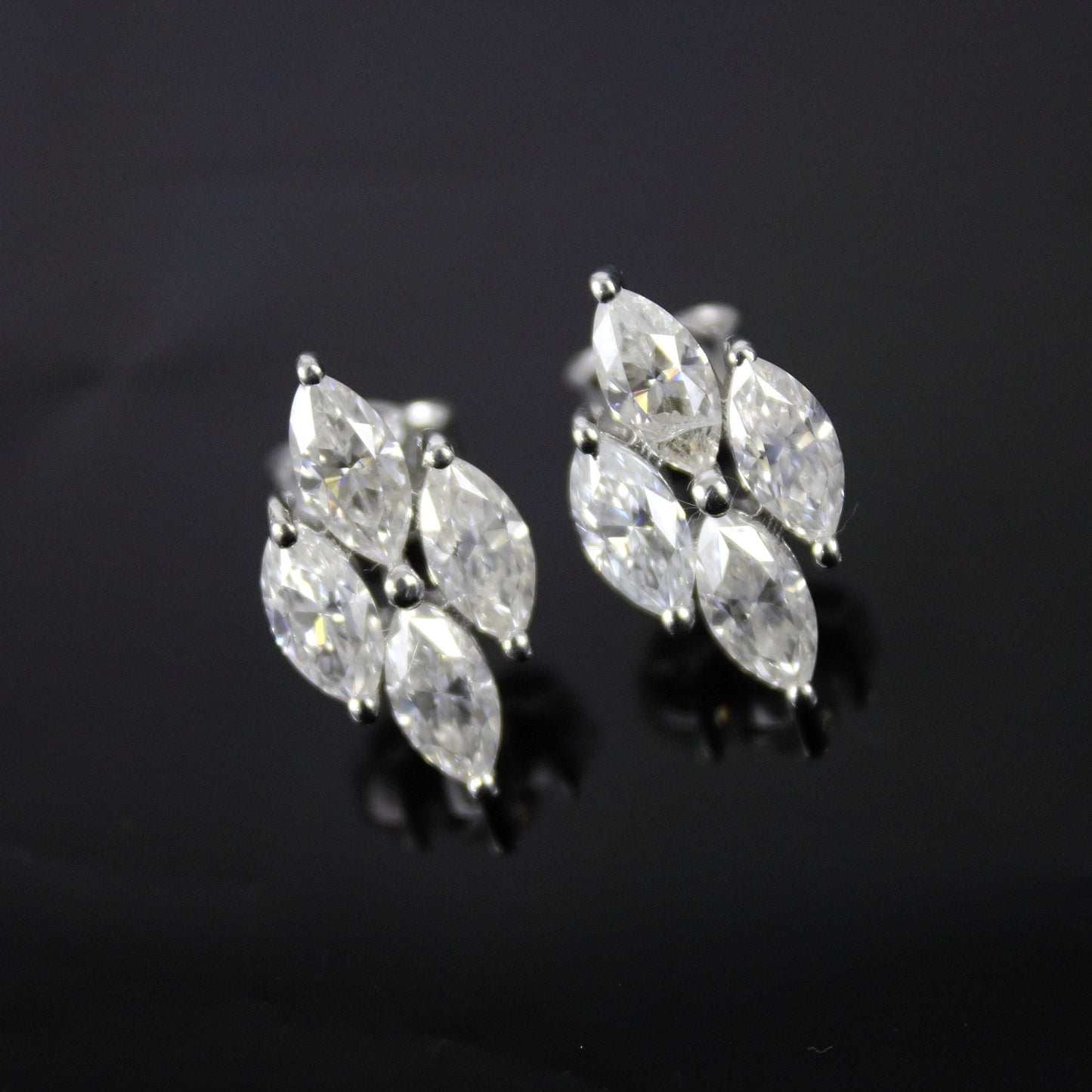 925 Sterling Silver Stud Earrings, Marquise Cut Stud Earrings, Moissanite Dainty Earrings, Silver Minimalist Jewelry, Ready To Ship Jewelry
