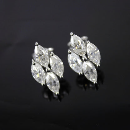 925 Sterling Silver Stud Earrings, Marquise Cut Stud Earrings, Moissanite Dainty Earrings, Silver Minimalist Jewelry, Ready To Ship Jewelry
