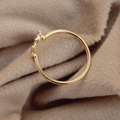 18K Solid Yellow Gold Ring, 0.06 Carat Natural Diamonds, Peacock Design Diamond Ring, Three Stone Diamond Ring, Anniversary Gift For Wife