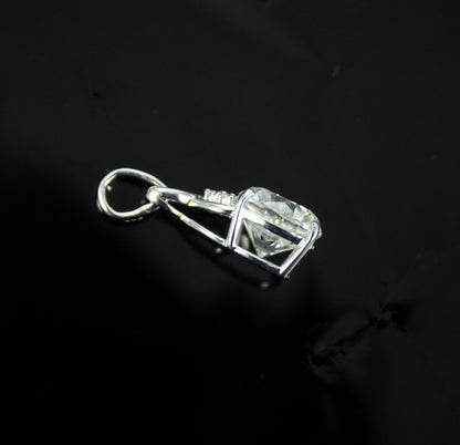 Cushion Cut Moissanite Charm Pendant, Victorian Style Pendant, Classic Solitaire Pendant For Women, 925 Sterling Silver Minimalist Pendant