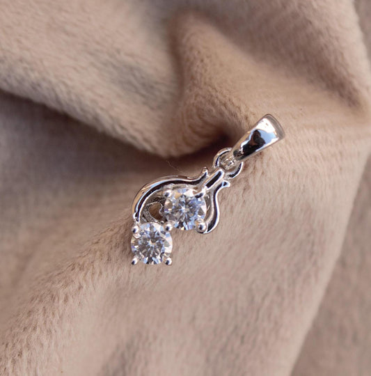 Colorless Moissanite 925 Sterling Silver Charm Pendant, Round Cut Designer Pendant, Silver Minimalist Jewelry, Birthday Gift for Women