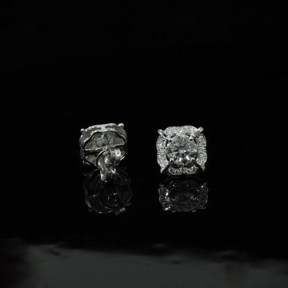 925 Sterling Silver Moissanite Round Cut Earrings, Silver Women's Stud Earrings for Wedding, Minimalist Stud Earrings Valentines Day Gift