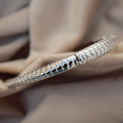 Moissanite Silver Bangle Bracelet For Engagement Gift, 925 Sterling Silver Bracelet Bangle, Delicate Hinged Bracelet,Station Bangle Bracelet