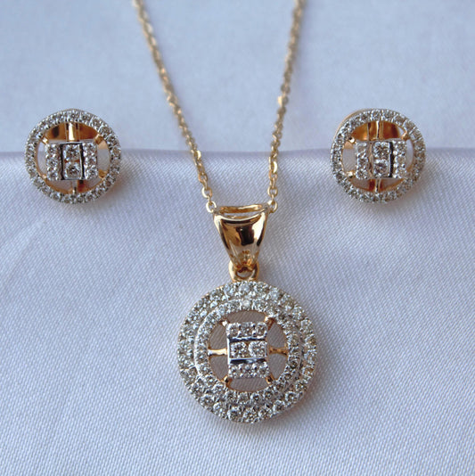 4.04 gram Necklace with 3.31 gram Earrings Set, Pendant Chain with Lightweight Earrings, High Quality Diamond Necklace Earring Set