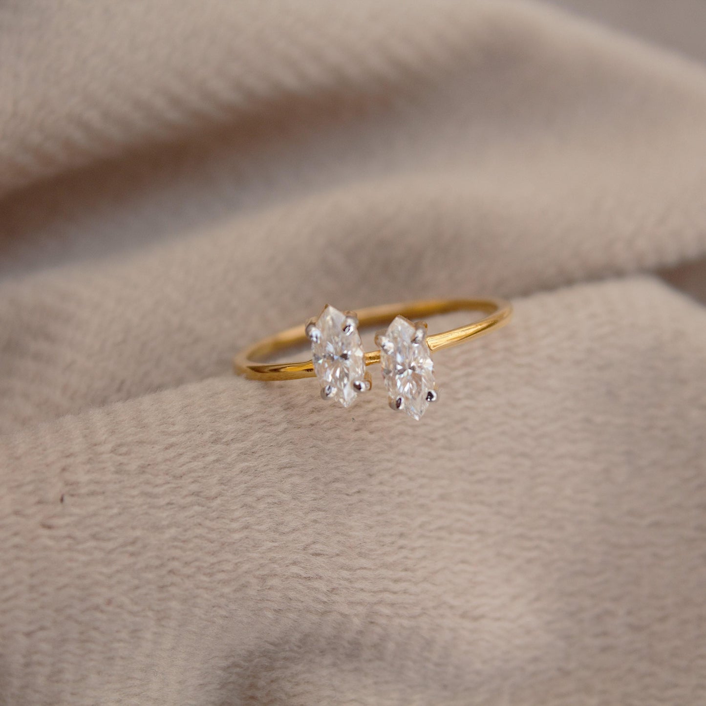 6X3 MM Marquise Cut Ring, Lightweight Travel Gold Ring, 1 Gram Moissanite Gold Ring, 18K Solid Gold Jewelry, Graduation Gift For Daughter