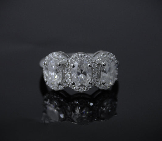 Oval Cut Moissanite White Stone Ring, Wedding/Engagement Ring for Bride, Statement Silver Moissanite Jewelry, Anniversary Gift for Wife