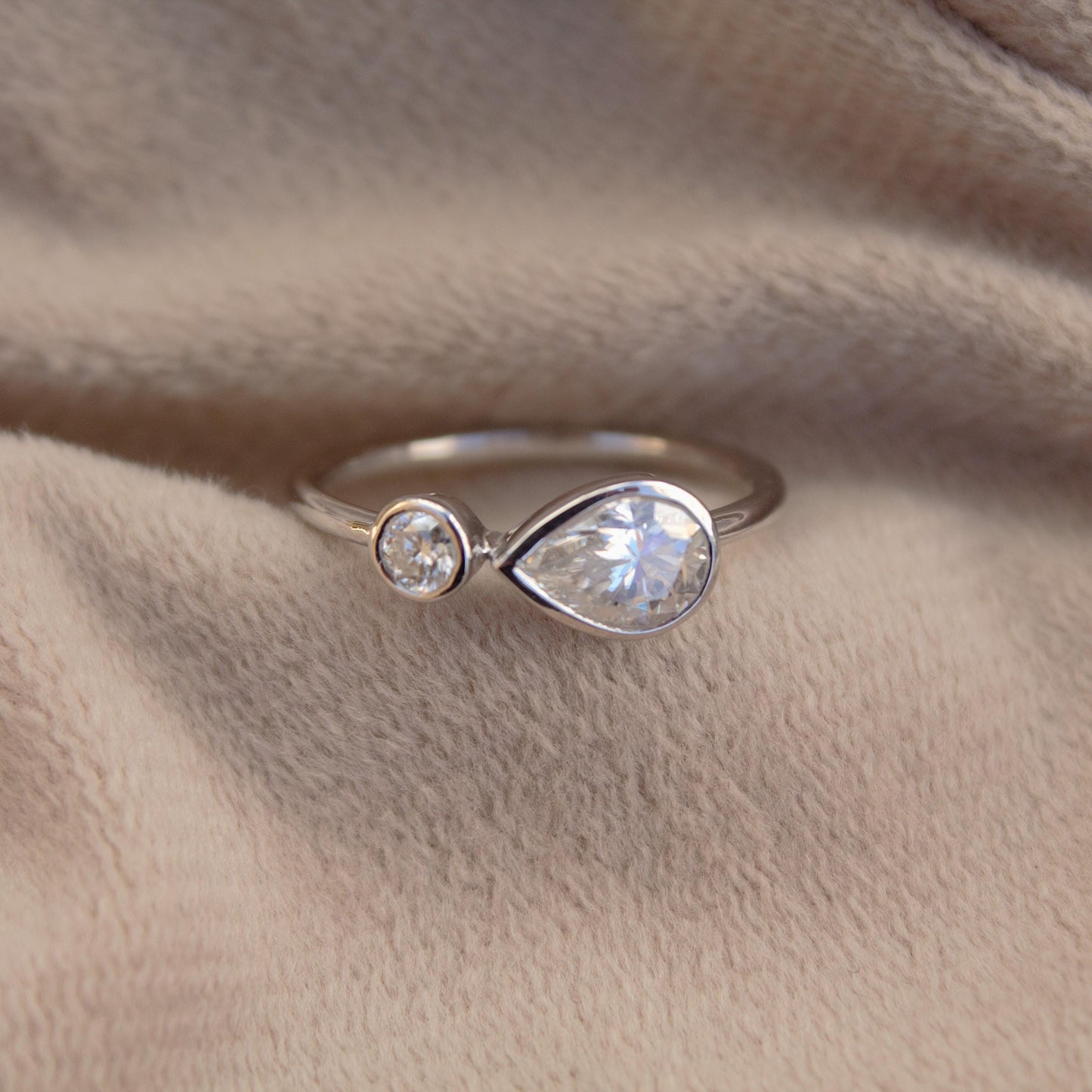 925Sterling Silver Moissanite Anniversary Ring, Pear and Round Cut Stone Ring, Minimalist Stackable Ring, Perfect Moissanite Jewelry for Her