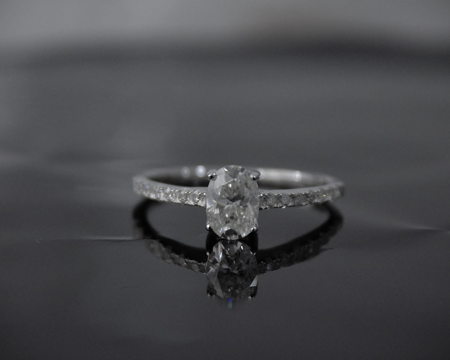 Solid 925 Sterling Silver Moissanite Ring, White Stone Ring for Women, Unique Anniversary Gift, Silver Solitaire Ring, Dainty Oval Cut Ring