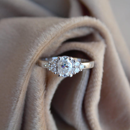 Solitaire Oval Moissanite Ring in 925 Sterling Silver, Dainty Silver Ring, Handmade Ring for Women, Classic Silver Ring for Anniversary Gift