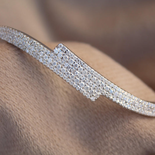 Moissanite Cuff Bracelet in 925Sterling Silver, Statement Party Wear Cuff Bracelet, Luxuries Twisted Bracelet, Perfect Anniversary Gift